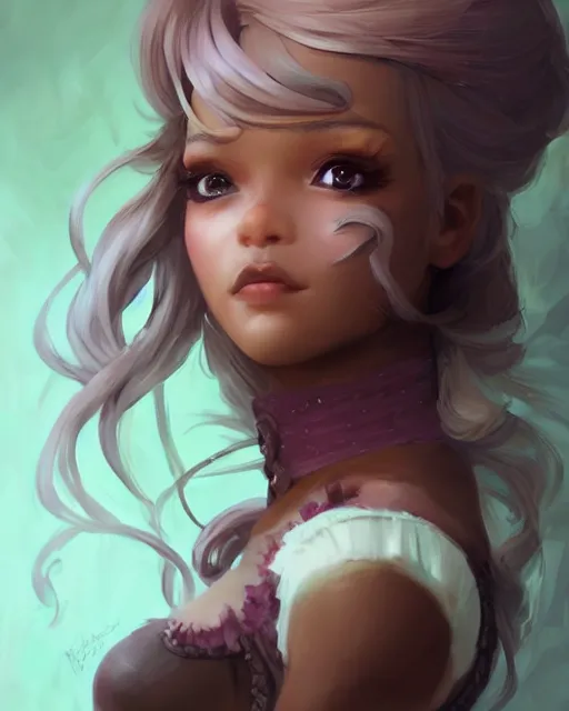 Prompt: a ( girl as personification of chocolate cupcake ), beauty portrait, fantasy bakery, digital art by krenz cushart, laurie greasly, wlop, artgerm, intricate, highly detailed, sharp focus, smooth, epic composition, joyful, unreal engine