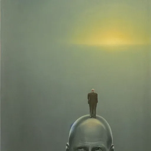 Prompt: vladimir putin as a zdzisław beksinski painting, epic,