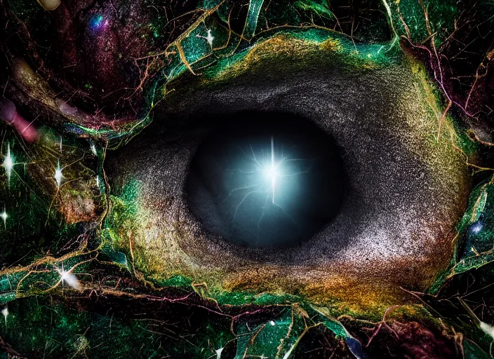 Image similar to photo of a tear in the fabrics of space and time, in the forest. Fantasy magic style. Highly detailed 8k. Intricate. Nikon d850 55mm. Award winning photography.