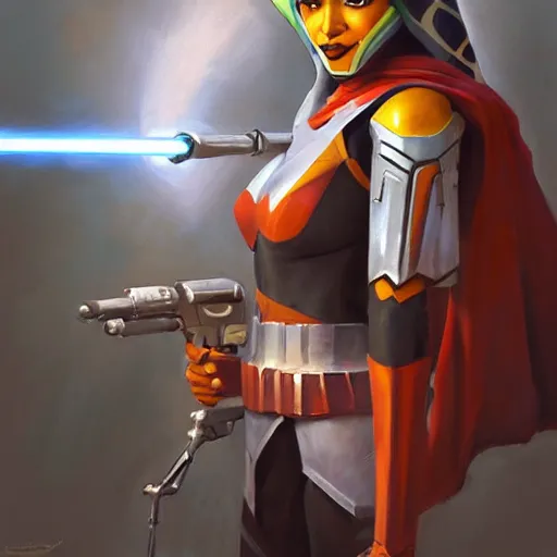 Prompt: greg manchess portrait painting of armored ahsoka tano as overwatch character, medium shot, asymmetrical, profile picture, organic painting, sunny day, matte painting, bold shapes, hard edges, street art, trending on artstation, by huang guangjian and gil elvgren and sachin teng