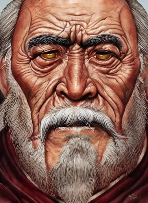 Image similar to real life Uncle Iroh, beautiful, very detailed, hyperrealistic, very detailed painting by Glenn Fabry, by Joao Ruas