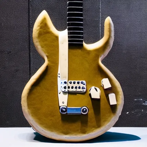 Image similar to a photo of an electric guitar made entirely out of avocado