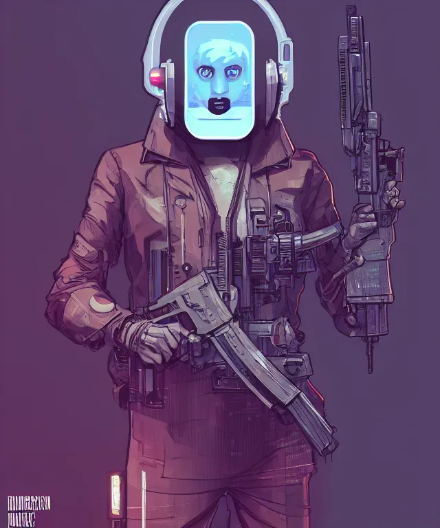 Prompt: a portrait of an anthropomorphic surveillance camera holding an ak 4 7, cyberpunk!, fantasy, elegant, digital painting, artstation, concept art, matte, sharp focus, illustration, art by josan gonzalez