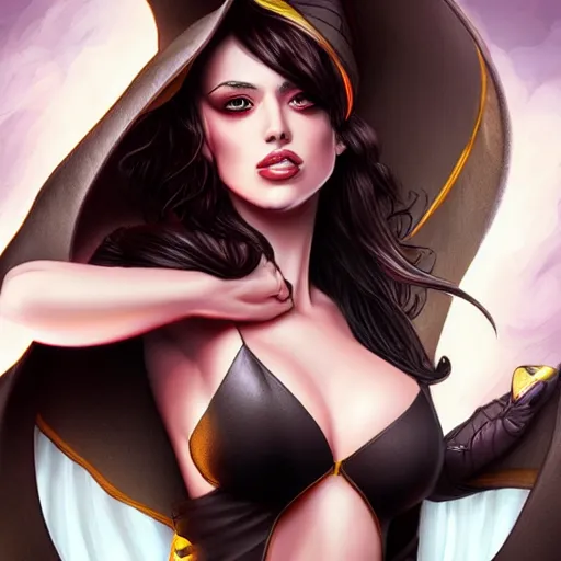 Prompt: sorceress by artgerm, brunette,