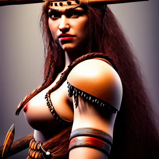 Image similar to photo of a real-life very beautiful barbarian queen, highly detailed, 4k,