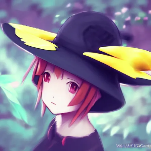 Prompt: Pichu wearing a straw hat by WLOP, Pokemon, anime