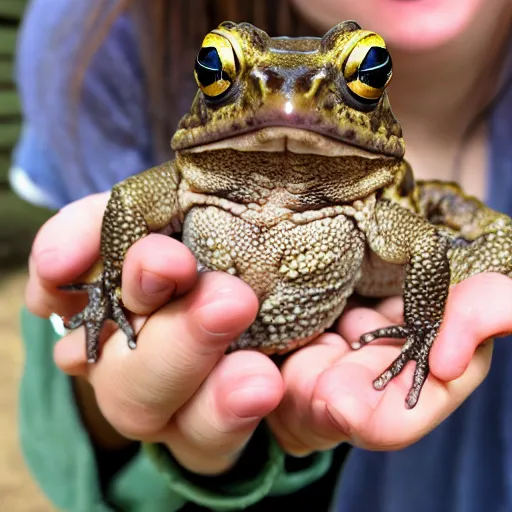 Prompt: Moira Rose holding an American Toad