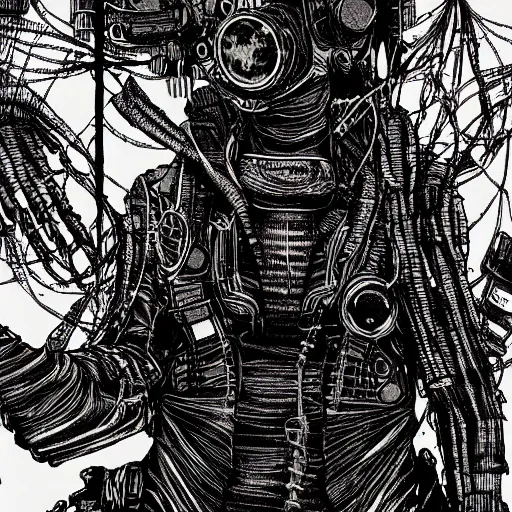 Prompt: cannabis, scifi, post-apocalyptic, grim, cyberpunk, detailed linework, colourful tones, cinematic, psychedelic, black paper, tarot card, highly detailed, ink illustration, manga by tsutomu nihei, manga style, artstation, 8k