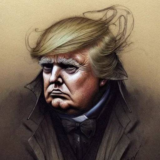 Prompt: ( ( ( ( ( chubby donald trump, gothic, dark. muted colors. ) ) ) ) ) by jean - baptiste monge!!!!!!!!!!!!!!!!!!!!!!!!!!!