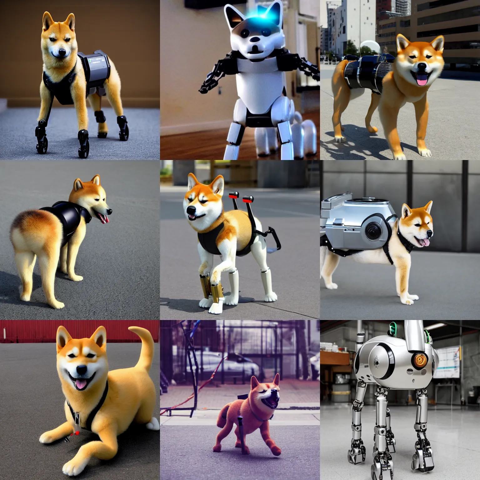 Prompt: Shiba inu, metallic robot, Boston Dynamics, futuristic, electronic, bot