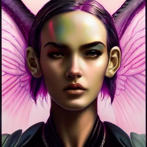 Image similar to Lofi Cyberpunk Angel portrait Pixar style by Tristan Eaton Stanley Artgerm and Tom Bagshaw