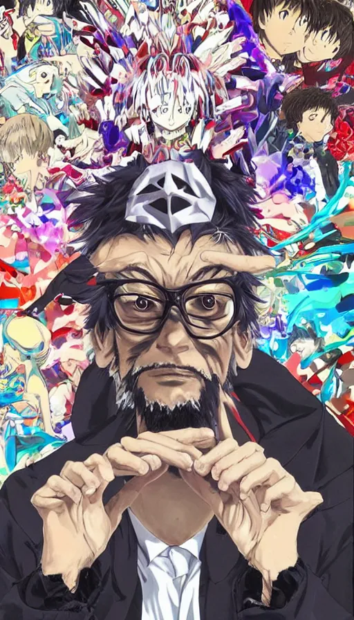 Prompt: portrait of a digital shaman, by hideaki anno