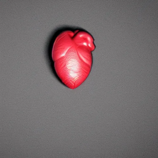 Prompt: Very tiny [Anatomical human heart 🫀] that looks like the iOS emoji and has the same colors, 3D clay render, 4k UHD, white background, isometric top down left view, diffuse lighting, zoomed out very far