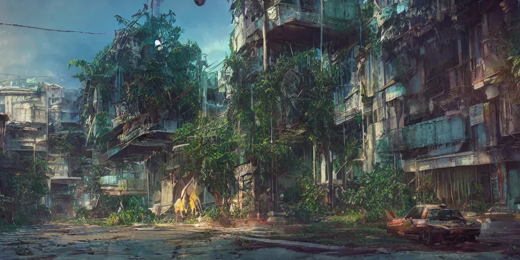 Image similar to abandoned davao city, digital art, fantasy illustration, trending in artstation, cinematic lighting, studio quality, smooth render, unreal engine 5 rendered, octane rendered, rtx, art style by klimt and nixeu and ian sprigger and wlop and krenz cushart