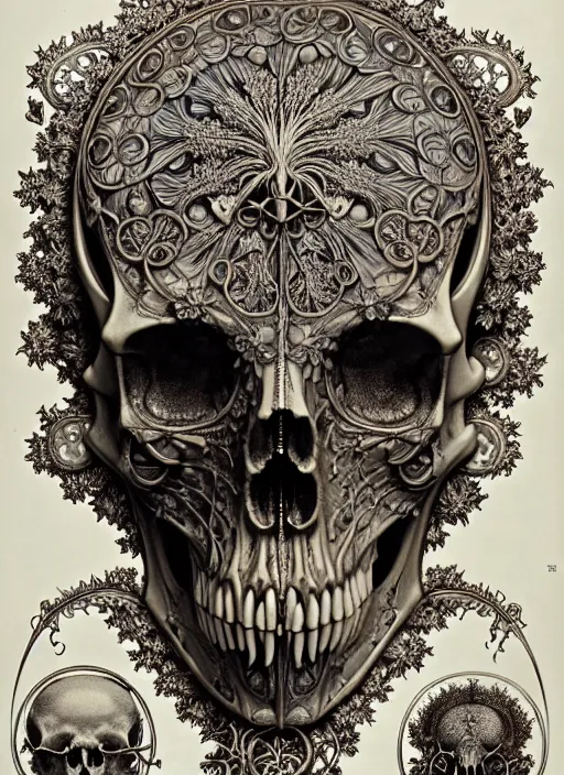 Image similar to art forms of nature by ernst haeckel, memento mori by arthur rackham, ornate antique porcelain beautiful skull mask, ultrasharp, photorealistic, hyperdetailed, octane render, polished, art nouveau, neo - gothic, gothic, intricate ornamental organic filigree, art nouveau botanicals, art forms of nature by ernst haeckel, horizontal symmetry, symbolist, visionary