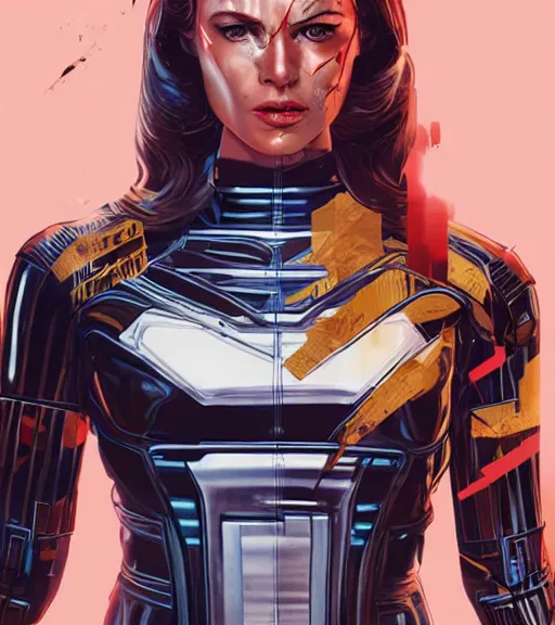 Image similar to female android, by MARVEL comics and Sandra Chevrier, 4k
