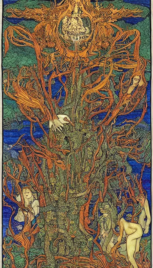 Image similar to The end of an organism, by Ivan Bilibin,