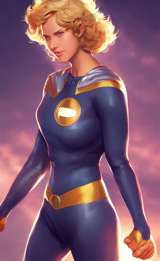 Prompt: Power Girl, kara zor-el, highly detailed, digital painting, artstation, facing camera, concept art, smooth, sharp focus, illustration, art by artgerm and greg rutkowski, high definition digital art, dramatic lighting, in the style of ilya kuvshinov and Ross tran