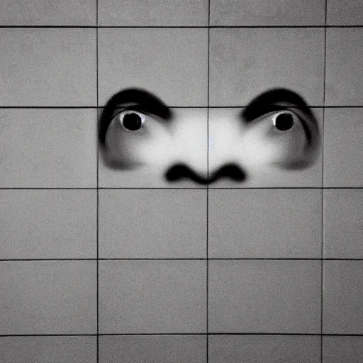 Image similar to CCTV footage of a face coming out of a wall