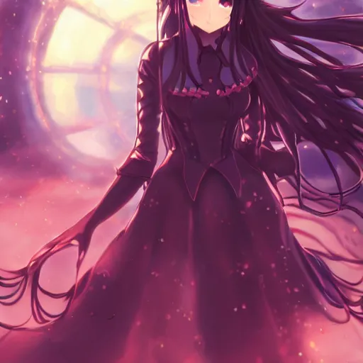 Image similar to beautiful image of rin tohsaka from fate / stay night inside of an old steampunk robot, high details, high resolution, noise filtered, artstation, 4 k, highly detailed, high quality, digital painting masterpiece, beautiful brush strokes