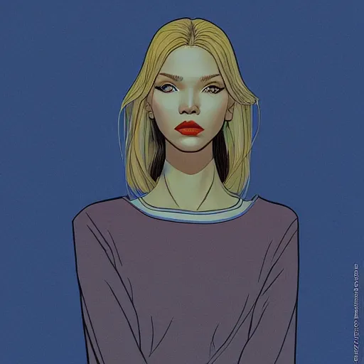 Prompt: sasha luss retro minimalist portrait by jean giraud, moebius starwatcher comic, sharp, smooth face, 8 k