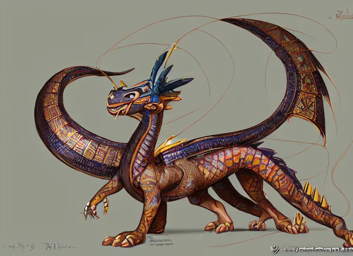 Image similar to fullbody egyptian dragon character design of a disney egyptian dragon. egyptian dragon deviantart adoptable, style of maple story and zootopia, disney portrait studio lighting by jessica rossier and brian froud in the style of disney, traditional artstation