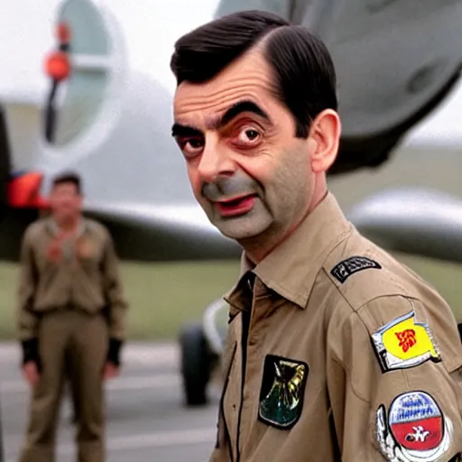 Image similar to Mr Bean in Top Gun
