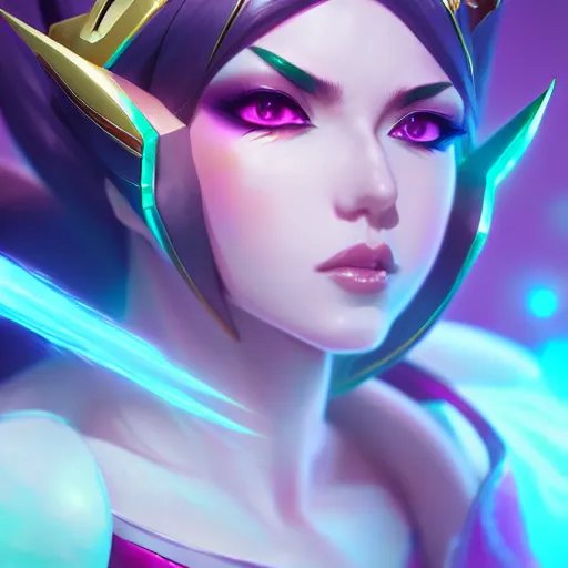 Prompt: Portrait of Star Guardian Akali from league of legends, mystery, majestic, highly detailed, ominous vibe, smoke, octane render, cgsociety, artstation, trending on ArtStation, by Marie Magny