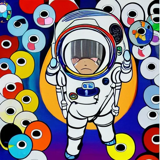 Image similar to astronaut painting by takashi murakami