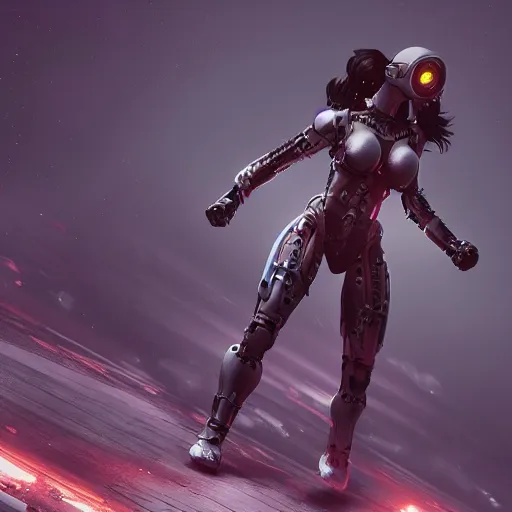 Image similar to cyborg female fighter, hyper detailed, artstation, unreal engine, octane render, hyper detailed.