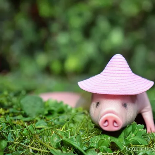 Image similar to beautiful miniature piglet wearing a sunhat, piggy, baby animal, cute, adorable, summer, garden