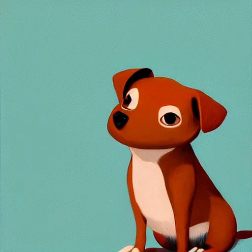 goro fujita ilustration a cute puppy at home, painting | Stable ...