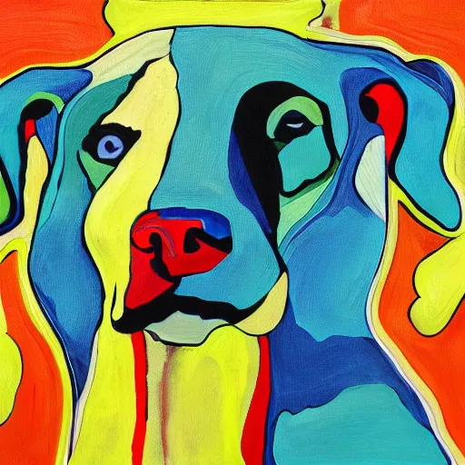 Image similar to artwork of a two - headed dog, abstract artwork long style shot