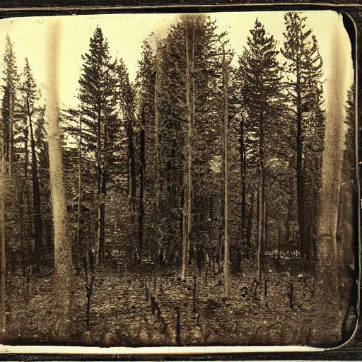 Image similar to tintype photo of a burnt forest