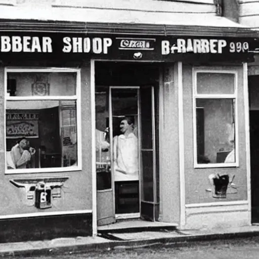 Image similar to a barber shop in the 1 9 5 0,