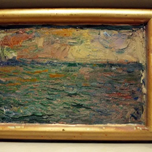 Image similar to oil paint impasto relief, beautiful italian beach scene, multi layered thick brush marks, some splattered paint, in the style of monet and frank auerbach