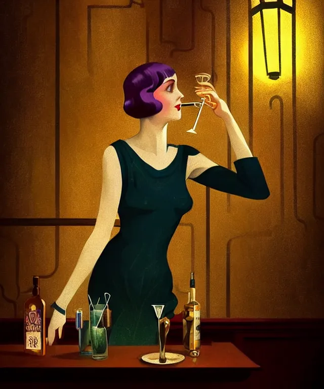 Premium AI Image  a woman with a black bra on sits in front of a bar with  a bottle of alcohol.
