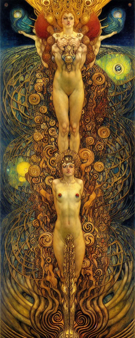 Image similar to Divine Chaos Engine by Karol Bak, Jean Delville, William Blake, Gustav Klimt, and Vincent Van Gogh, symbolist, visionary