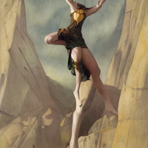 Prompt: Man wearing a praying mantis costume standing on a cliff brandishing an orb uni-ball palette knife eric gill charlie bowater guillem h. pongiluppi donato giancola Bastien Lecouffe-Deharme j.c. leyendecker eleanor fortescue-brickdale encaustic silverpoint