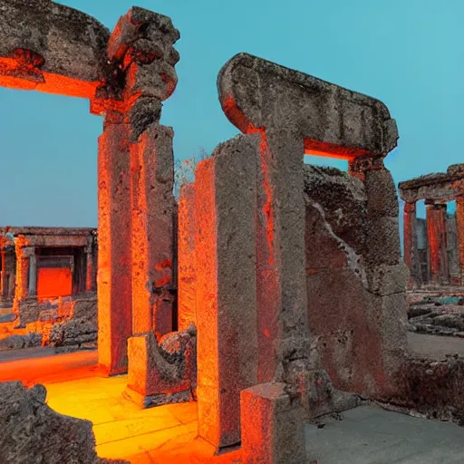 Image similar to glowing neon ancient ruins