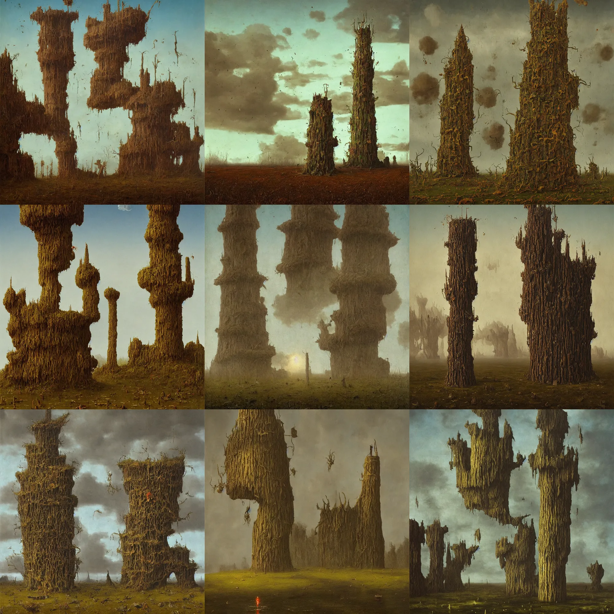 Prompt: a single colorful! simple! flooded fungus tower clear empty sky, a high contrast!! ultradetailed photorealistic painting by franz sedlacek, jan van eyck, simon stalenhag, hard lighting, psychedelic colors, masterpiece