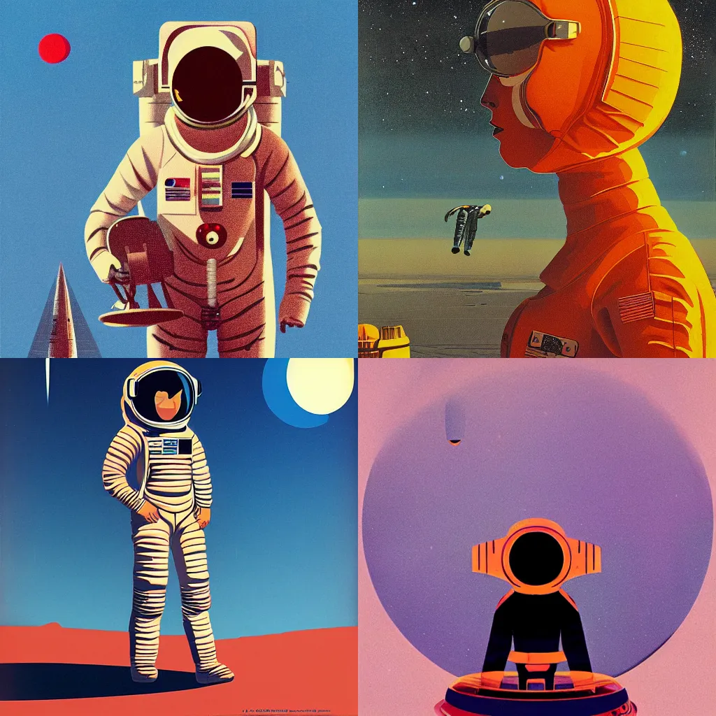 Prompt: female astronaut by dan mcpharlin,