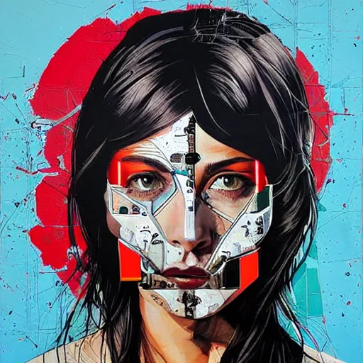 Image similar to portrait of a cyborg woman by Sandra Chevrier