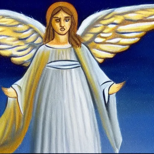 Prompt: painting of the elohim biblically accurate angel