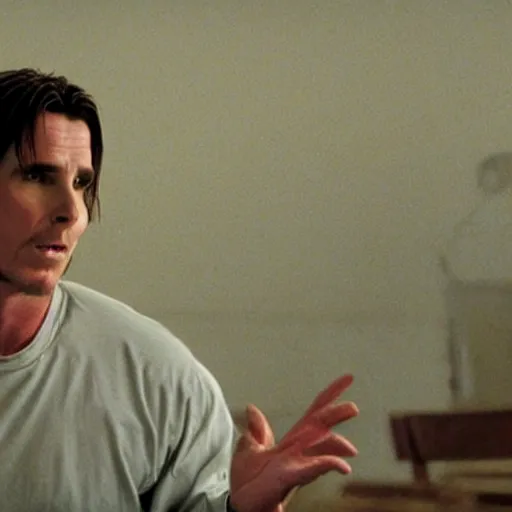 Image similar to film still of christian bale as god in bruce almighty