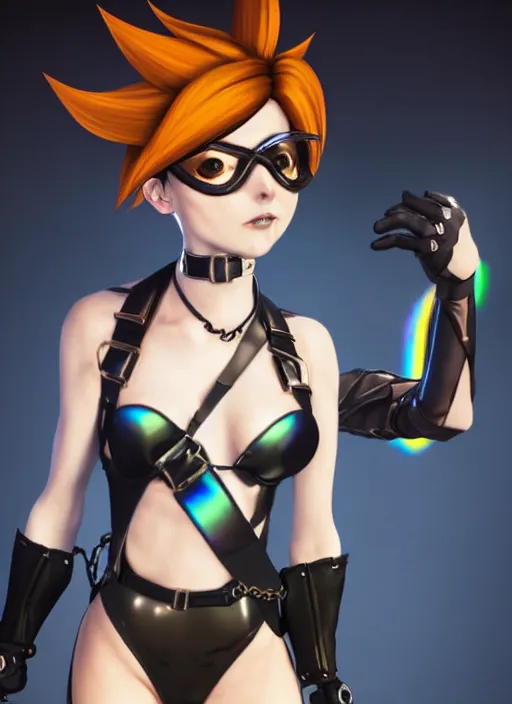 first-cobra23: Tracer from Overwatch wearing latex clothing, hyper