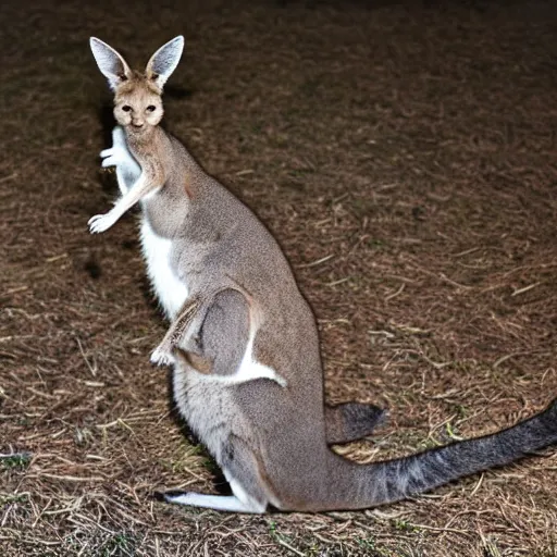 Image similar to a kangaroo - cat - hybrid, animal photography