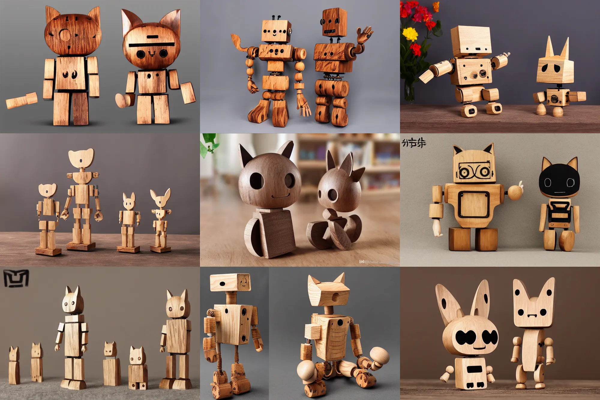 Prompt: ultra photorealistic detailed a wooden sculpture wooden art toys wooden on eet very cute robot wooden with cat ears zen meditation-H 768