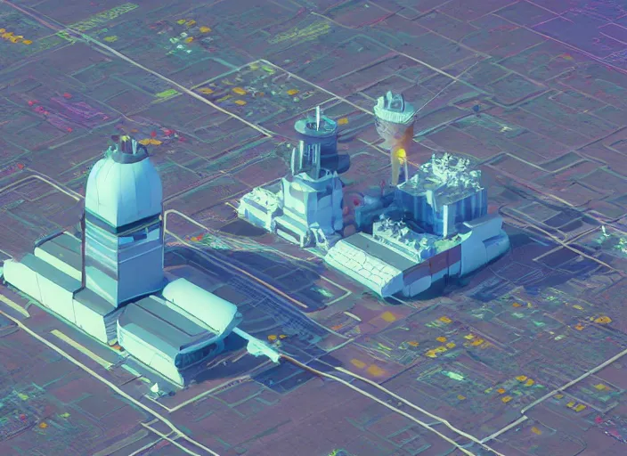 Prompt: hyper detailed nuclear station zaporozhsksya isometric aerial lowpoly by beeple, wlop, unreal engine 5, lumen, nanite