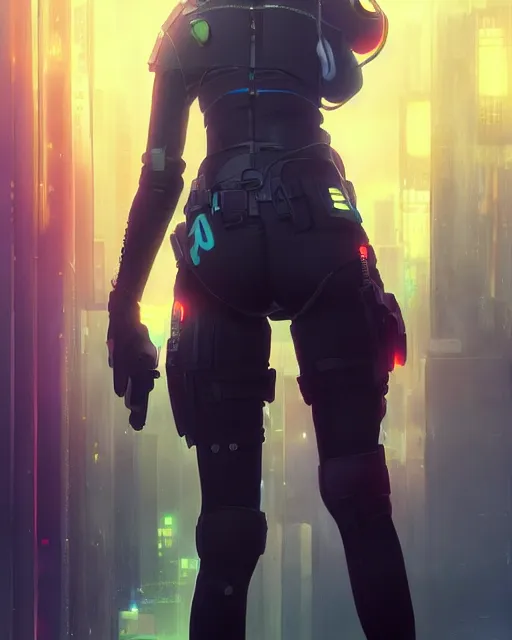 Image similar to anime key visual of a young female police officer, neon, cyberpunk, futuristic, stunning, highly detailed, digital painting, artstation, smooth, soft focus, illustration, art by artgerm and greg rutkowski and alphonse mucha